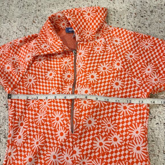 Urban Outfitters Womens XS Orange Daisy Floral Collared Mini Dress Retro 70s - Picture 7 of 8